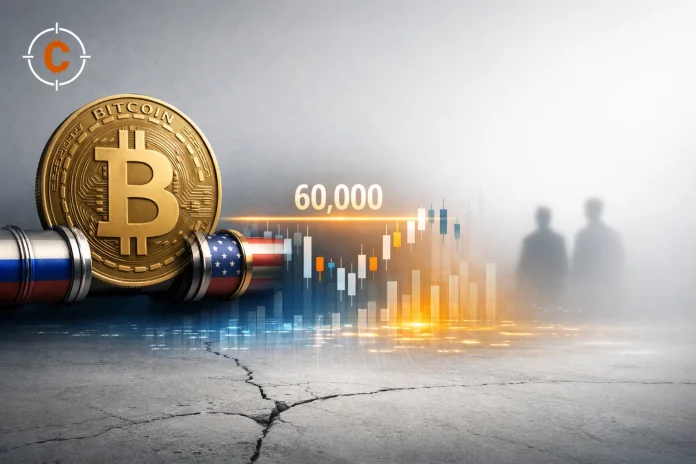 Bitcoin koers scenario, range doorbraak of sweep naar $60K