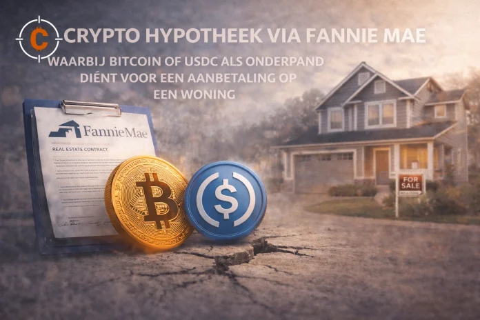 Crypto hypotheek via Fannie Mae waarbij Bitcoin of USDC als onderpand dient voor een aanbetaling op een woning