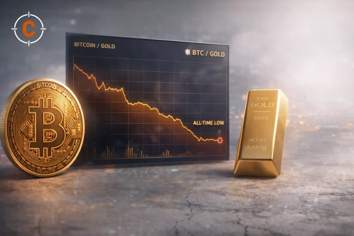 De grafiek die elke belegger nu moet begrijpen: Bitcoin staat op zijn laagste punt ooit tegenover goud