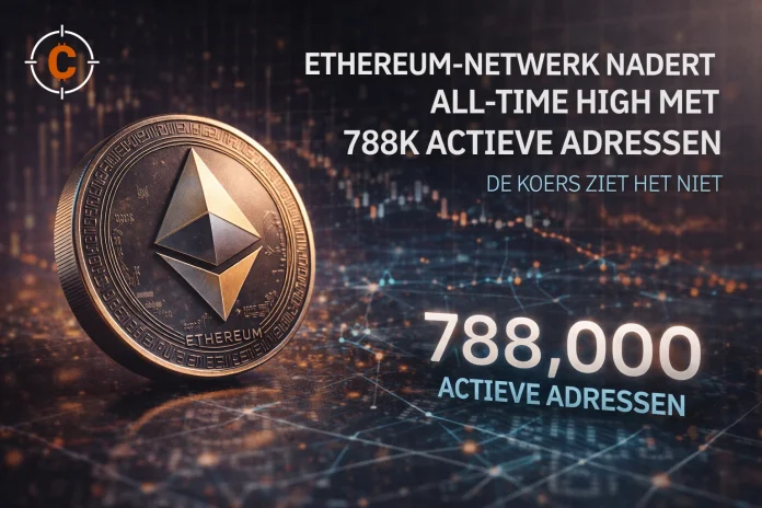 Ethereum-netwerk nadert all-time high met 788K actieve adressen. De koers ziet het niet