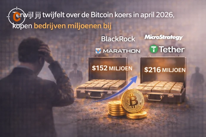 Terwijl jij twijfelt over de Bitcoin koers in april 2026, kopen bedrijven miljoenen bij