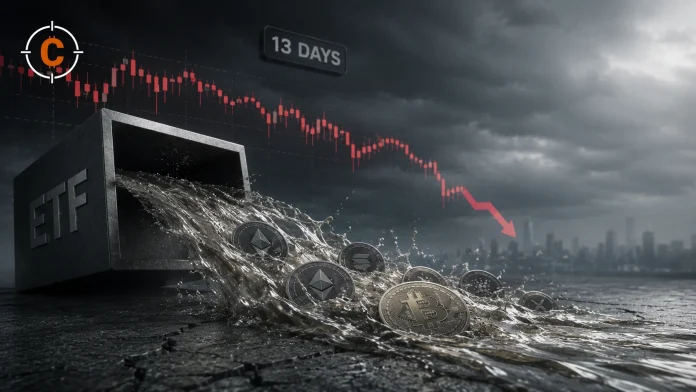 Crypto ETF uitstroom raakt record na 13 dagen