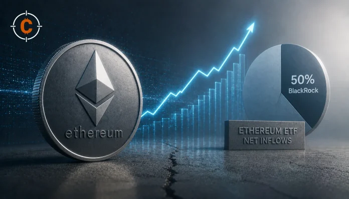 Ethereum-ETF trekt instroom, BlackRock pakt de helft