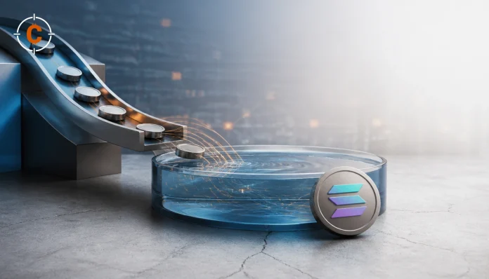 Pump.fun BOOST sends Solana-style token discs toward a liquidity pool