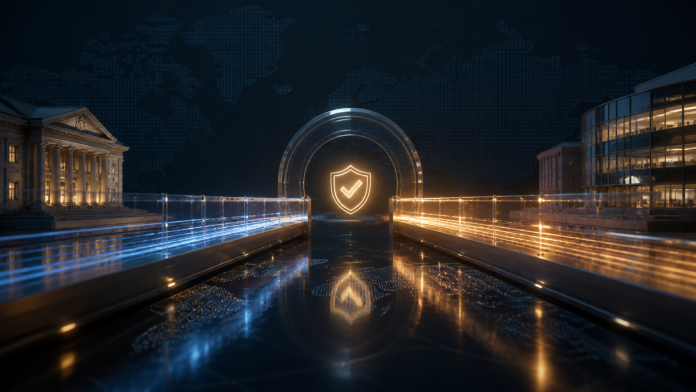 Institutional stablecoin payment rails passing through a secure authorization gateway
